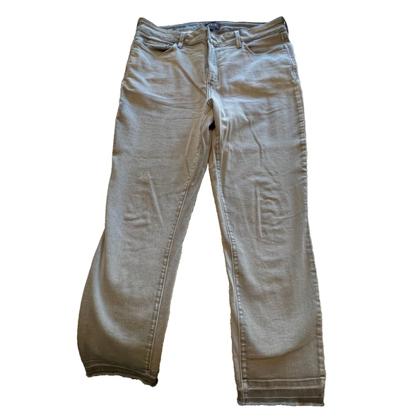 NYDJ Jeans Womens 14 Gray Alina LiftXTuck Ankle Jeans Mid Rise Raw Hem Jeans - Picture 1 of 7